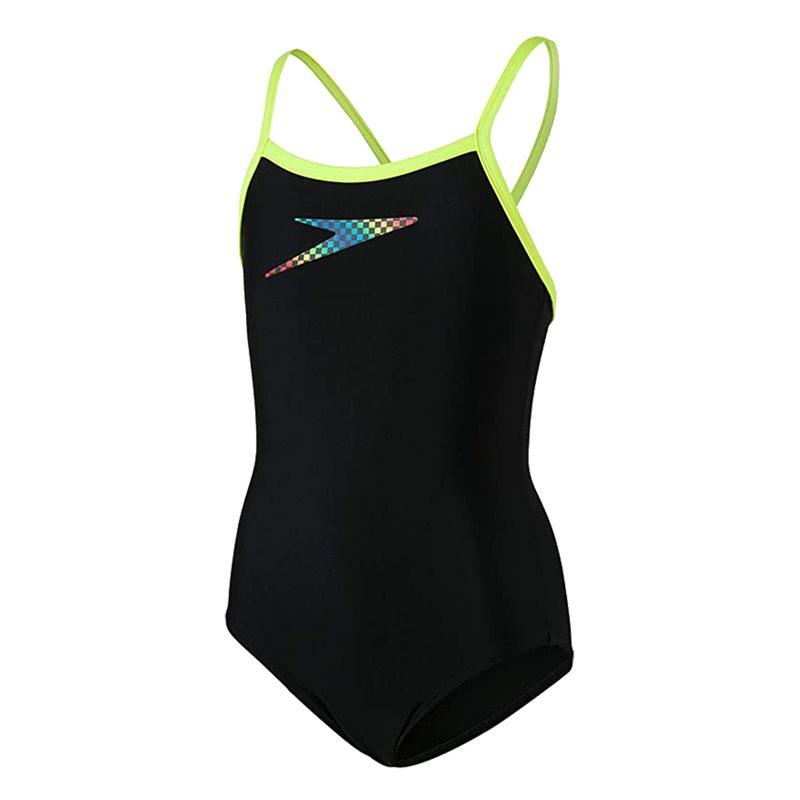 Speedo Boom Placement Thinstrap Muscleback Swimsuit - Girls -  Black/Fluo Yellow/Lava Red/Bondi Blue/Jade