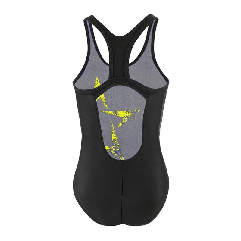 Speedo Boomstar Placement Flyback Swimsuit - Girls - Black/Fluo Yellow