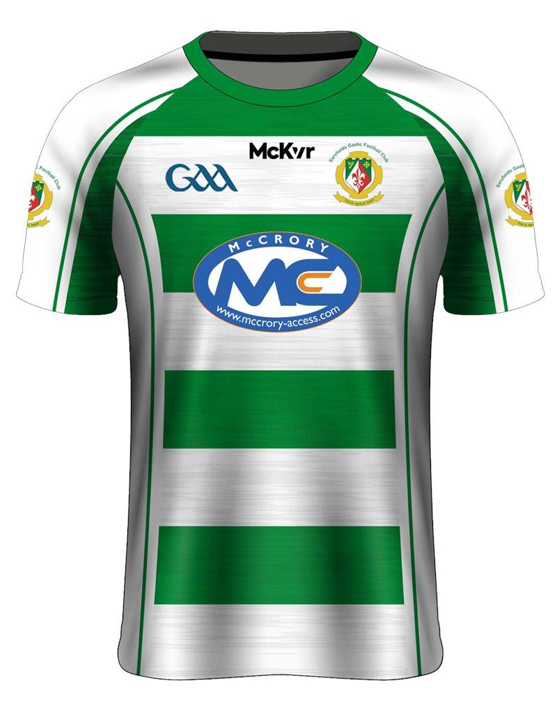 Mc Keever Sarsfields GAA Match Jersey - Adult - White/Green - Player Fit