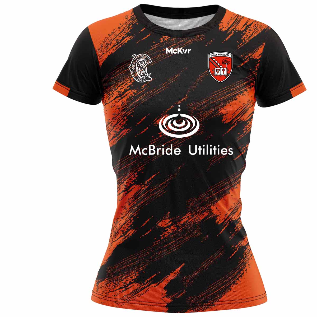 Mc Keever Armagh Camogie Official Training Jersey - Youth - Black/Orange Pop