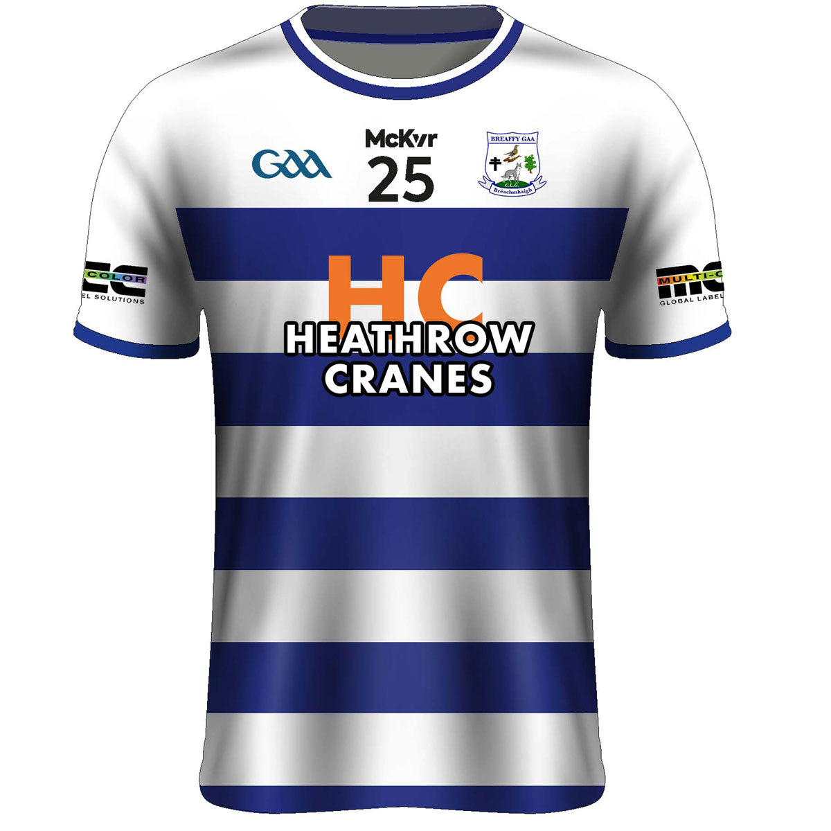 Mc Keever Breaffy GAA Numbered Playing Jersey - Adult - White/Royal Player Fit