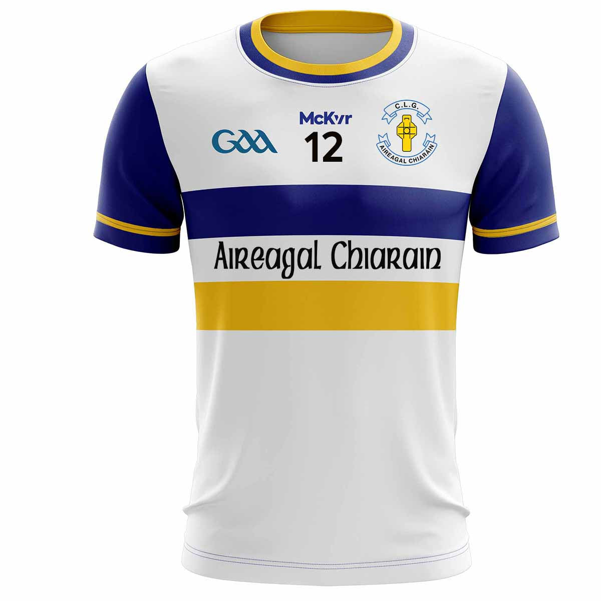 Mc Keever Errigal Ciaran GAA Numbered Home Jersey - Adult - White/Royal
