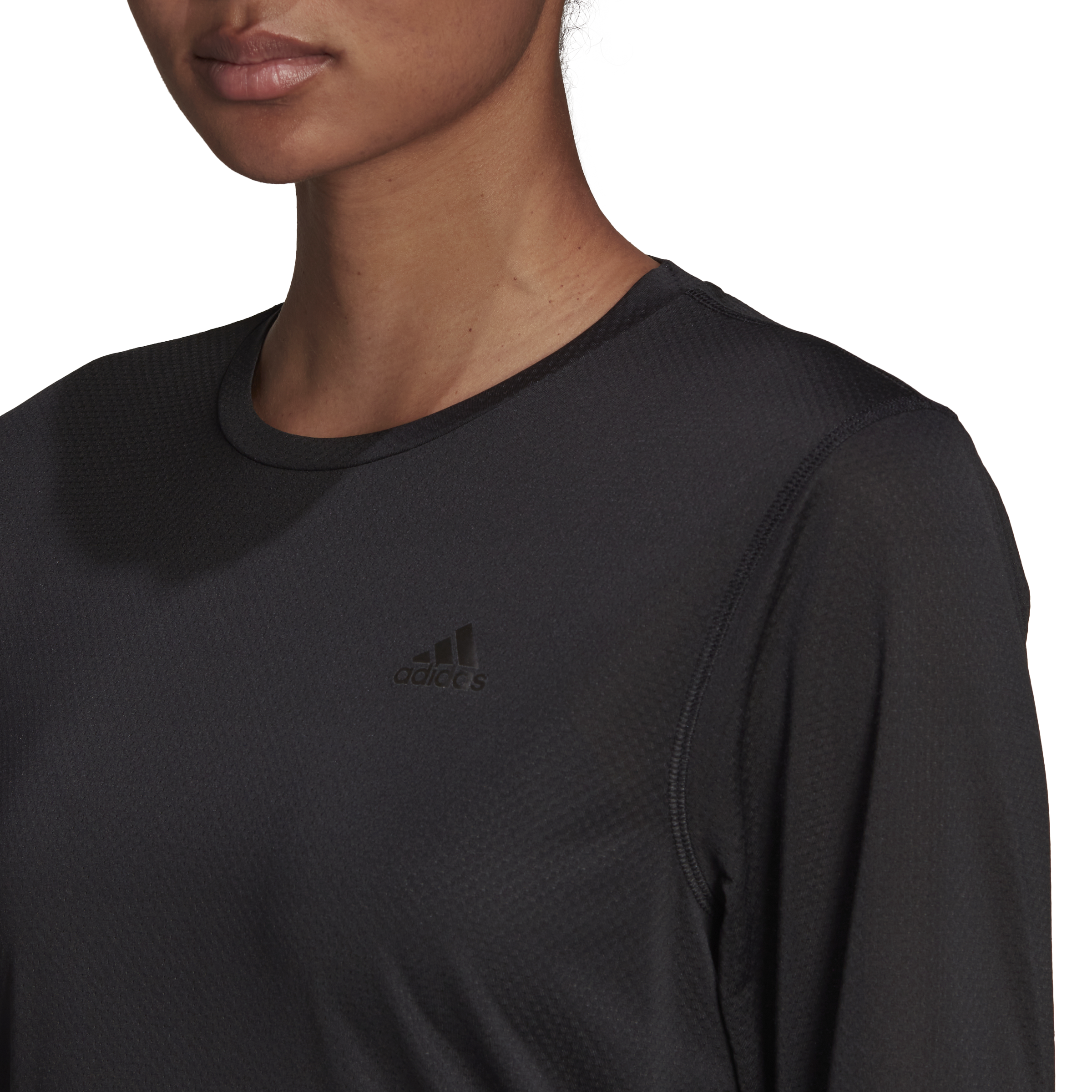adidas Run Icon 3 Bar Long Sleeve Running Top - Womens - Black