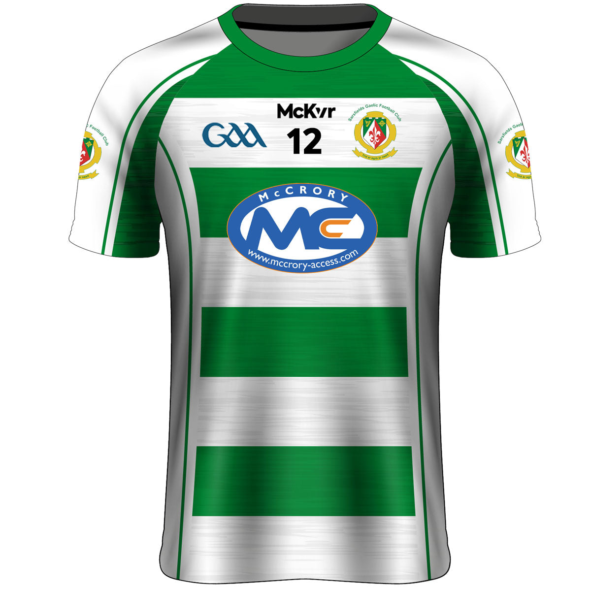 Mc Keever Sarsfields GAA Numbered Match Jersey - Adult - White/Green