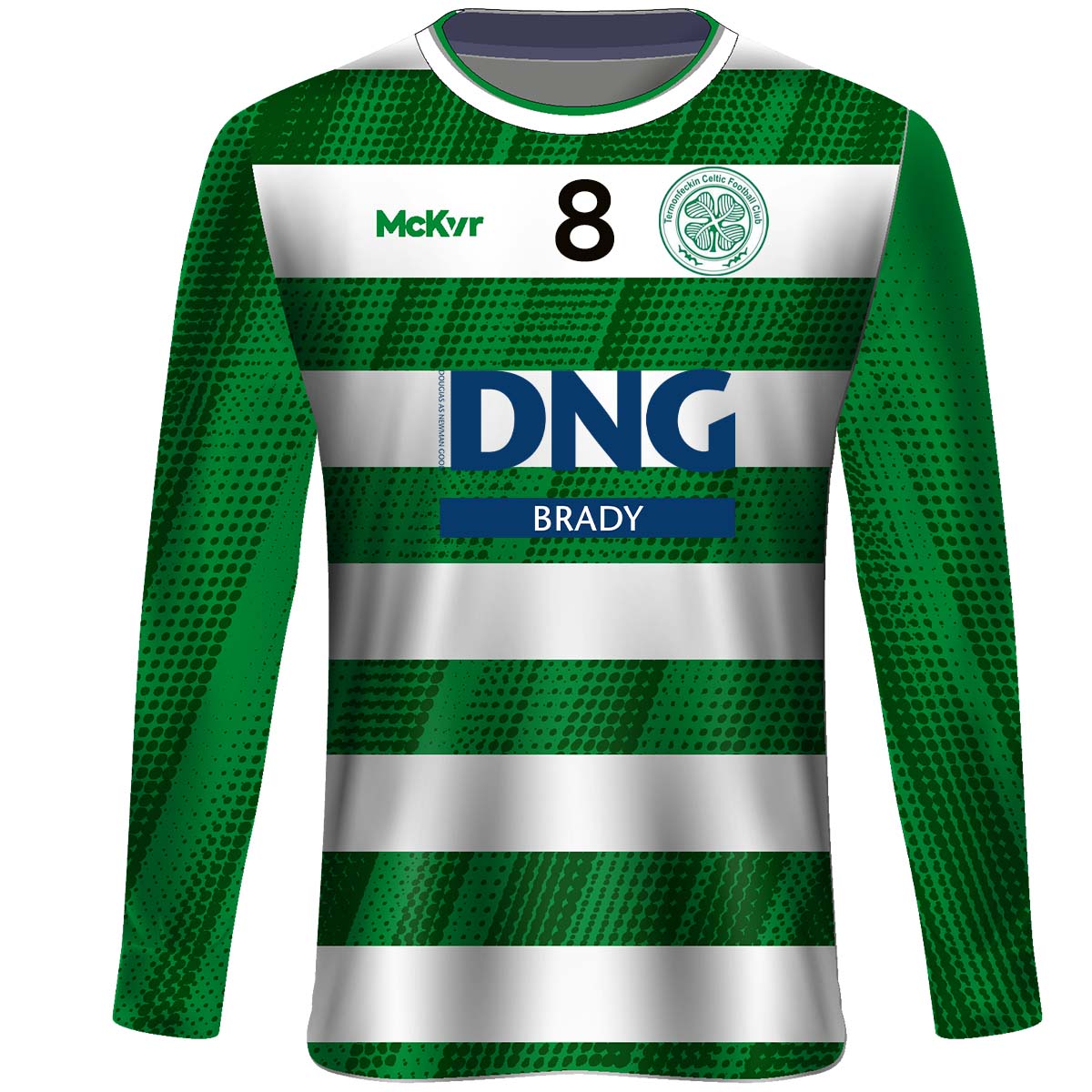 Mc Keever Termonfeckin Celtic FC Numbered L/S Playing Jersey - Adult - Green/White