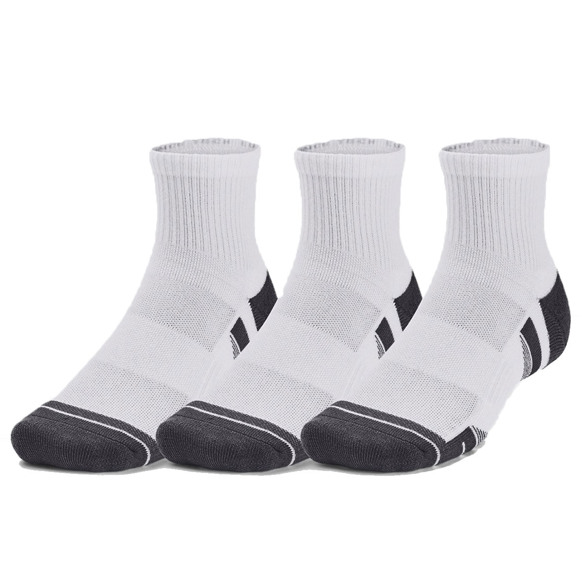 Under Armour Performance Tech 3 Pack Quarter Socks - Adult - White/Jet Grey