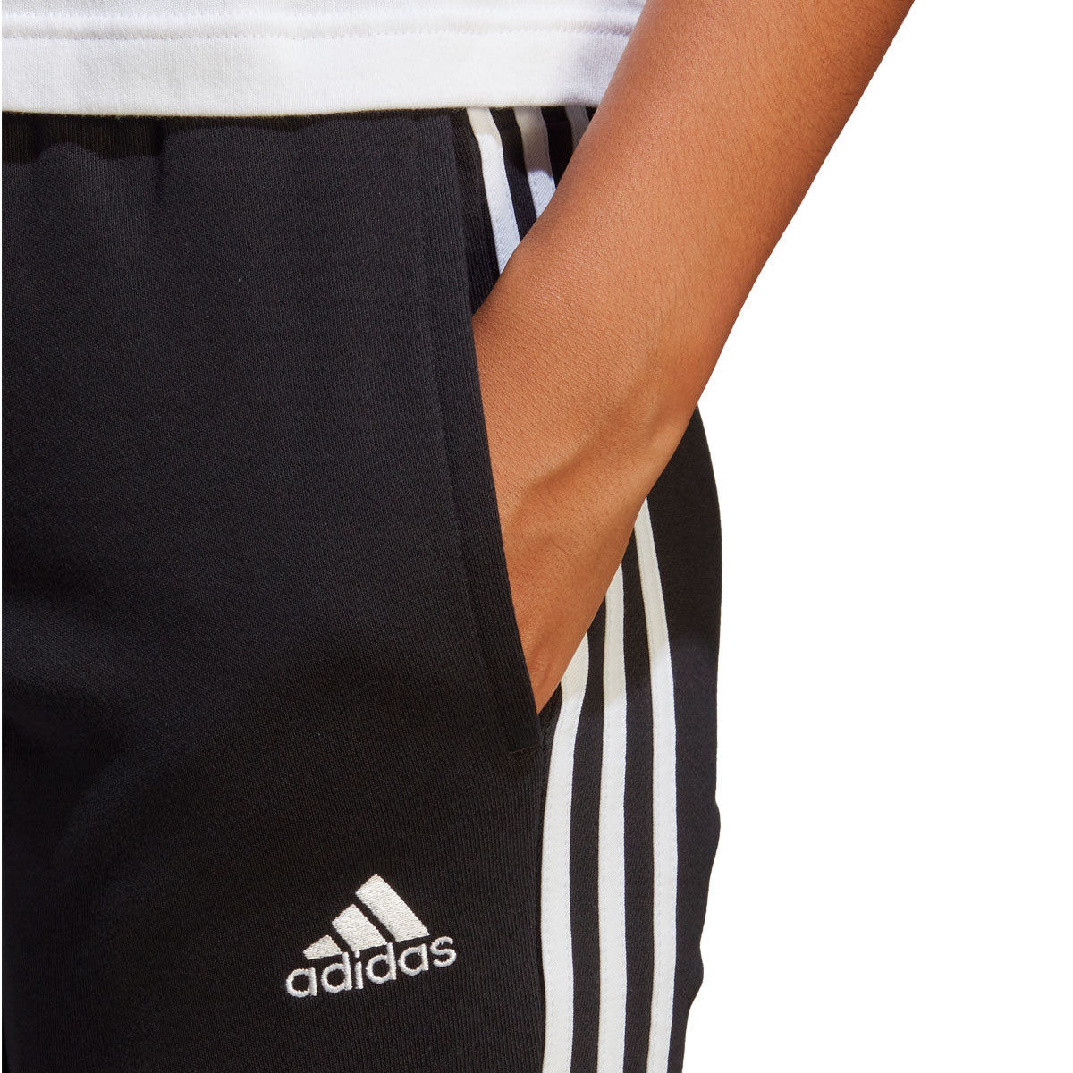 adidas Essentials 3 Stripes French Terry Cuffed Joggers - Womens - Black/White