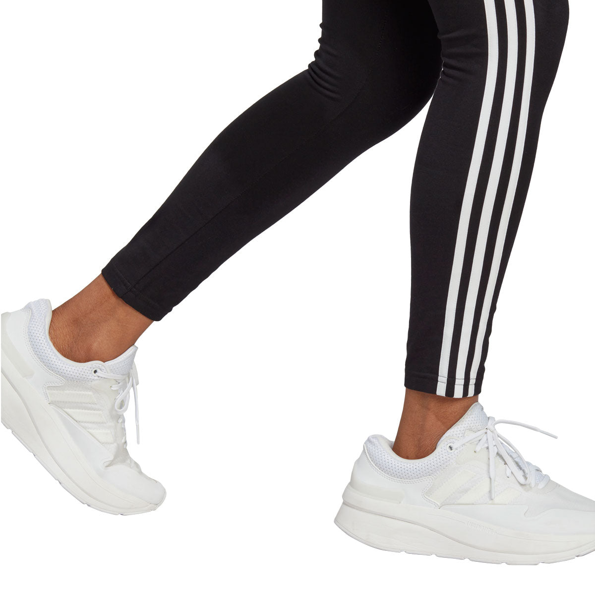 adidas Essentials 3 Stripes High Waisted Single Jersey Leggings - Womens - Black/White