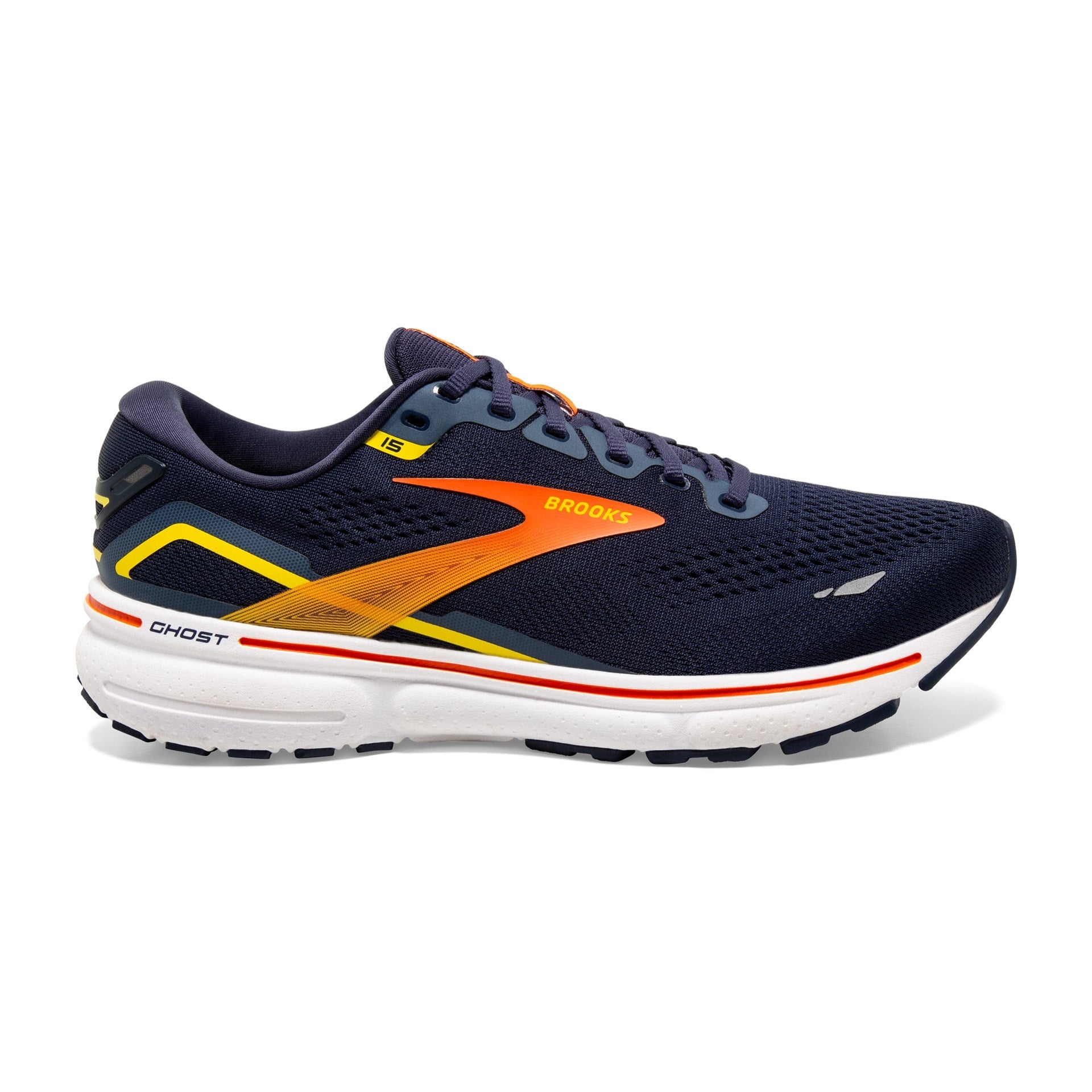 Brooks Ghost 15 Running Shoes - Mens - Peacoat/Red/Yellow